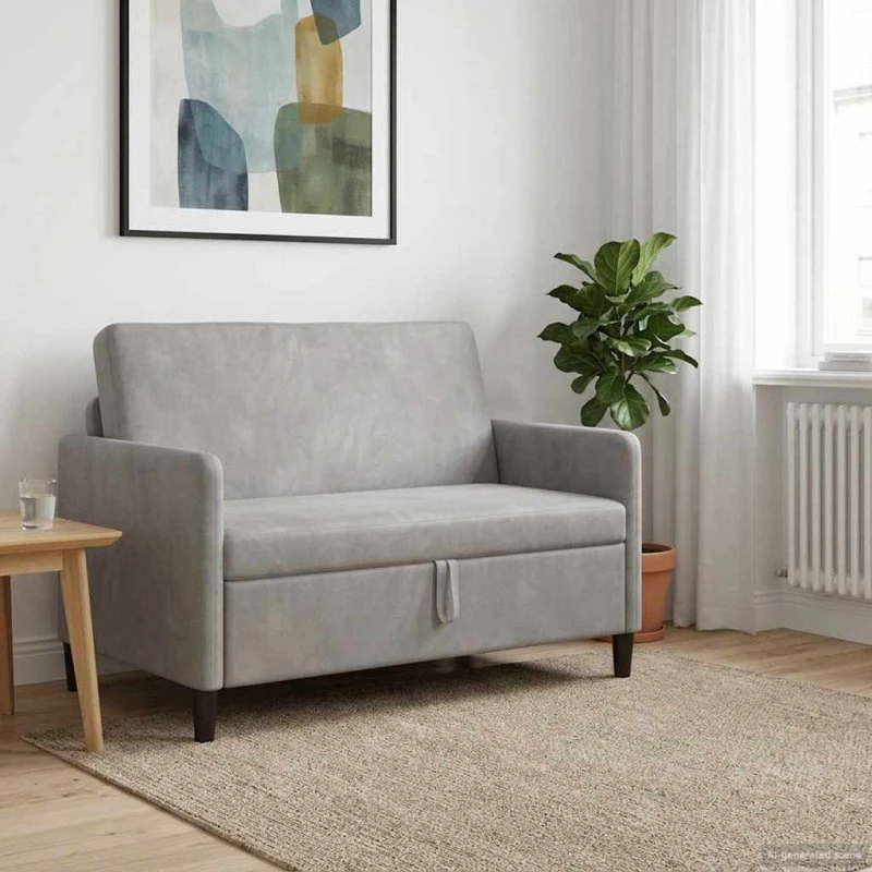 vidaXL Sofa med Opbevaring 122 x 78 x 87 cm Lysegrå