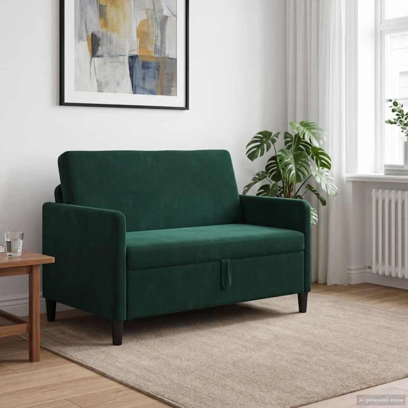 vidaXL Sofa med opbevaring, mørkegrøn, 122 x 78 x 87 cm