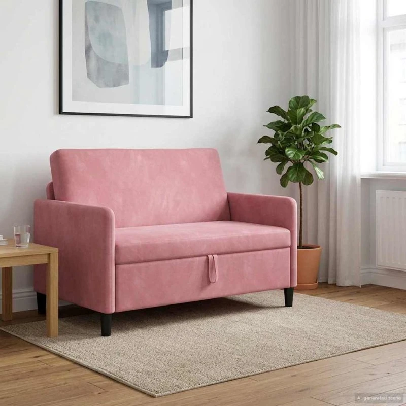 vidaXL Sofa med Opbevaring Lyserød 122 x 78 x 87 cm