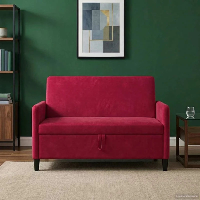 vidaXL Sofa med opbevaring, vinrød, 122 x 78 x 87 cm