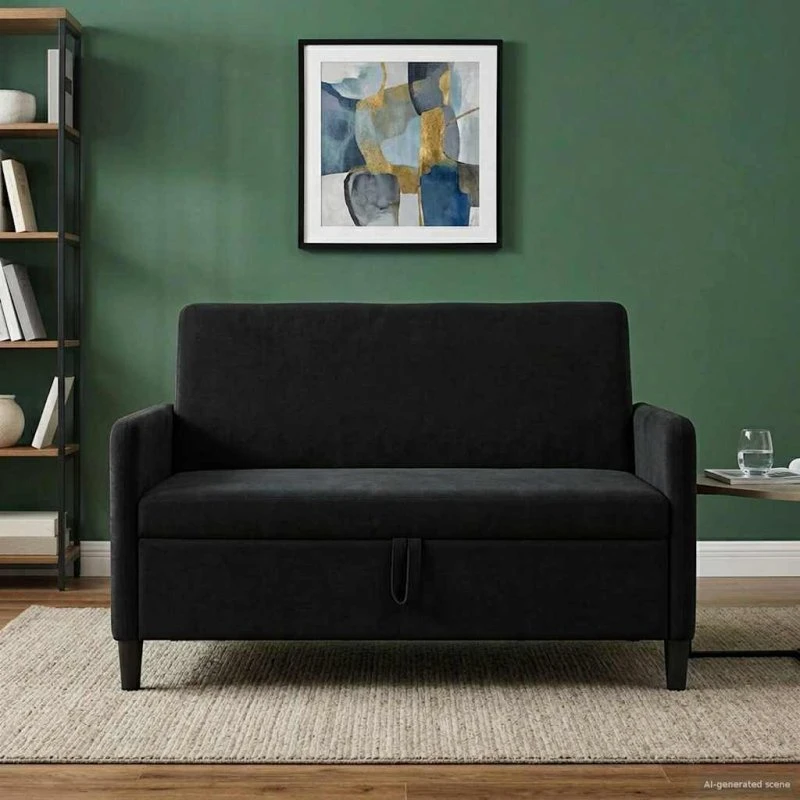vidaXL Sofa med opbevaring, 2-p, sort, 122 x 78 x 87 cm