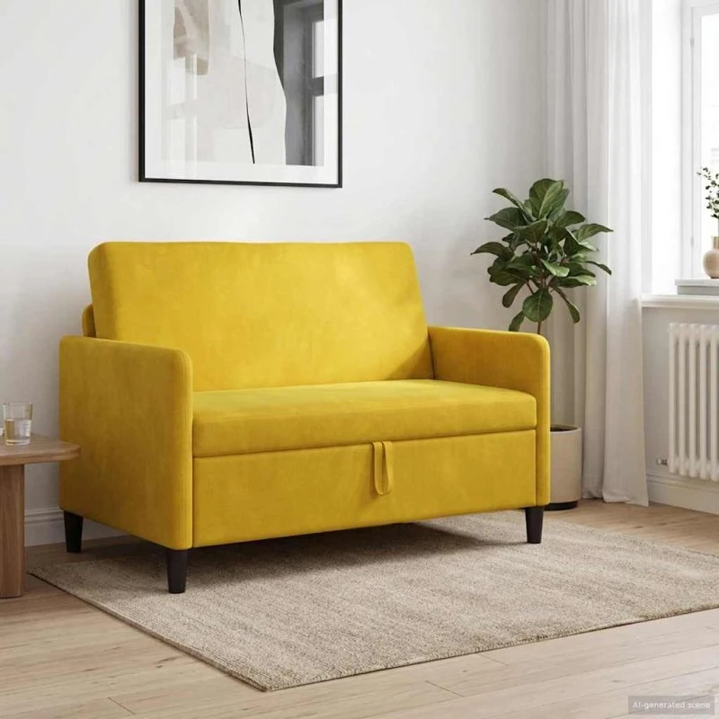 vidaXL Sofa med Opbevaring 122 x 78 x 87 cm Gul