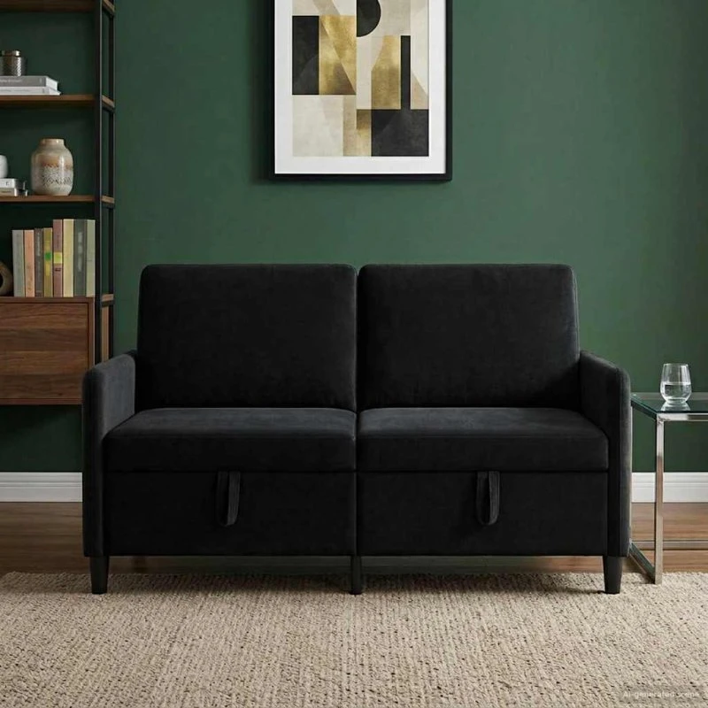 vidaXL Sofa med Opbevaring, Sort, 152 x 78 x 87 cm