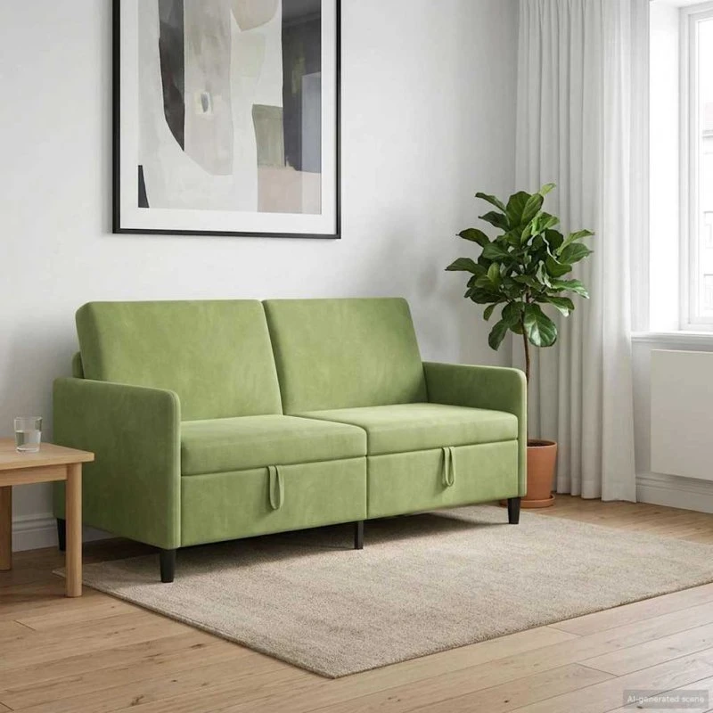 vidaXL Sofa med opbevaring, lys grøn, 172 x 78 x 87 cm