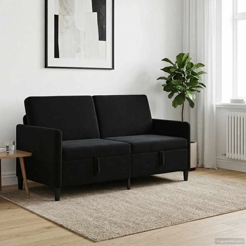 vidaXL Sofa med Opbevaring, 3-personer, Sort, 172 x 78 x 87 cm