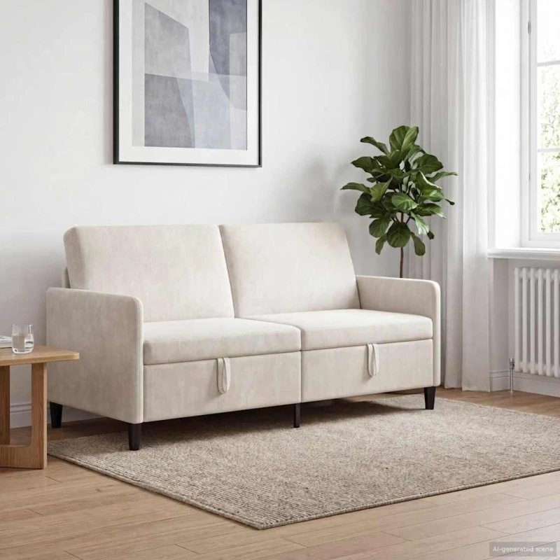 vidaXL Sofa med opbevaring, cremefarvet, 172 x 78 x 87 cm