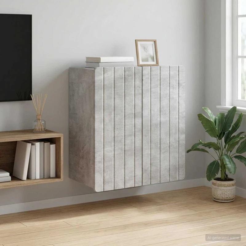 vidaXL Vægmonteret Skab Betongrå 59x31x64 cm Konstrueret Træ