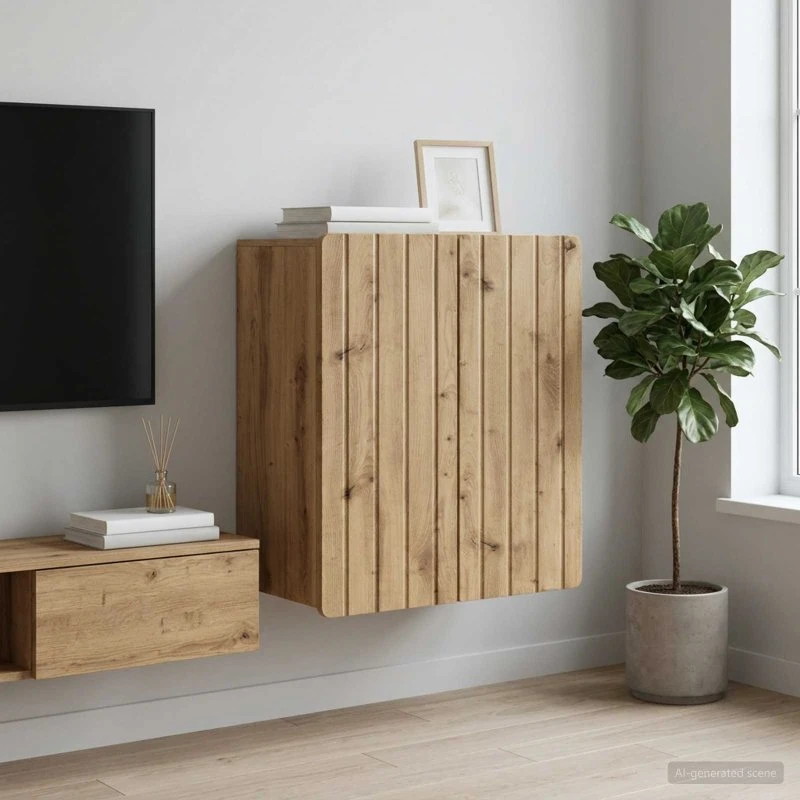 vidaXL Vægmonteret Skab 59 x 31 x 64 cm Konstrueret Træ Artisan-eg
