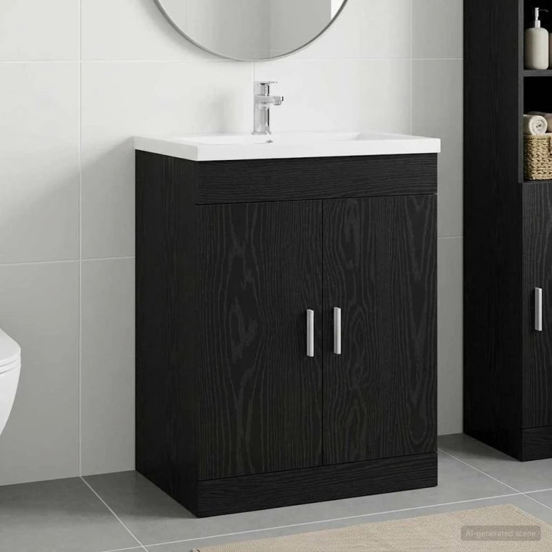 vidaXL Under-vask Skab Sort Eg 78,5 x 37,5 x 81 cm