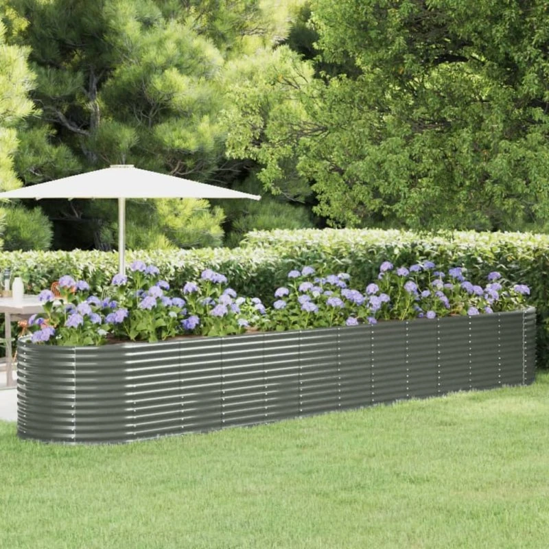 vidaXL Plantekasse 507x100x68 cm Grå Pulverlakeret Stål