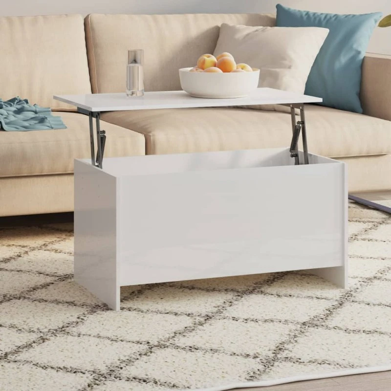 vidaXL Sofabord 102x50x52,5 cm Konstrueret Træ Hvid Højglans