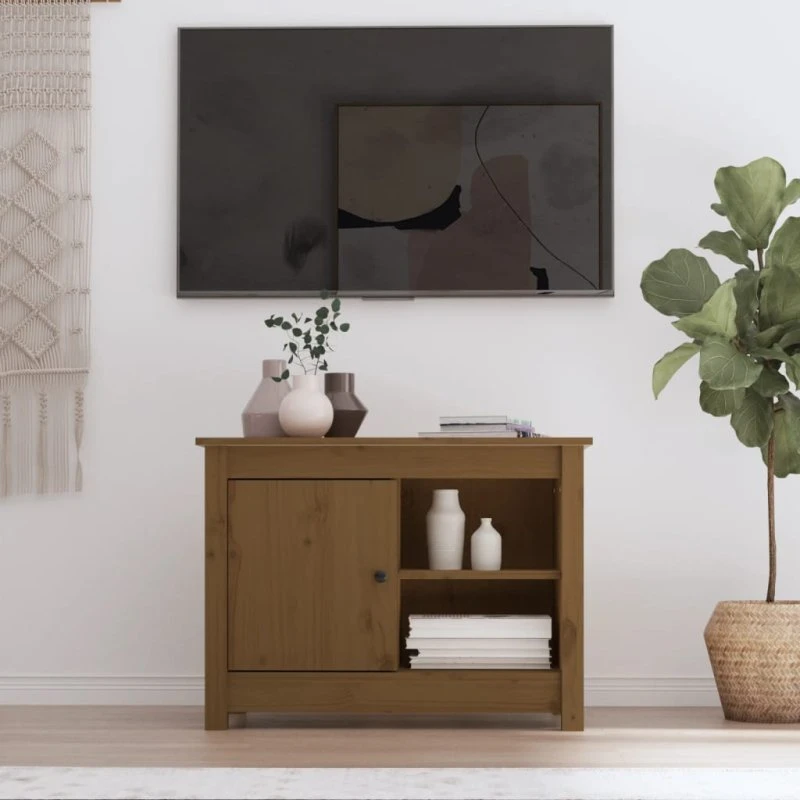 vidaXL tv-bord 70x36,5x52 cm i massivt fyrretræ gyldenbrun