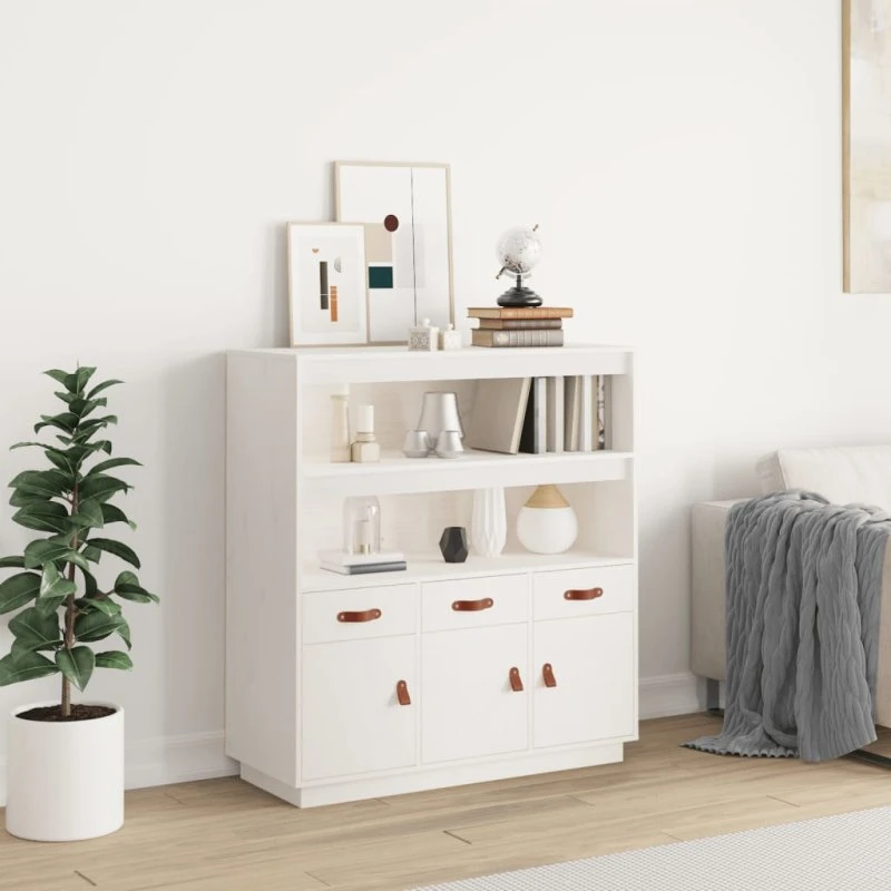 vidaXL højskab 100x40x108,5 cm i massivt fyrretræ hvid