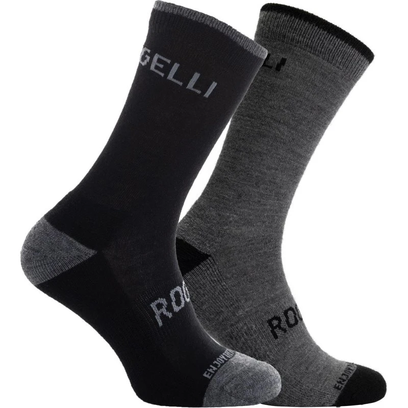 Rogelli Core Strømper i Merinould, 2-pak, Sort, L (40-43)