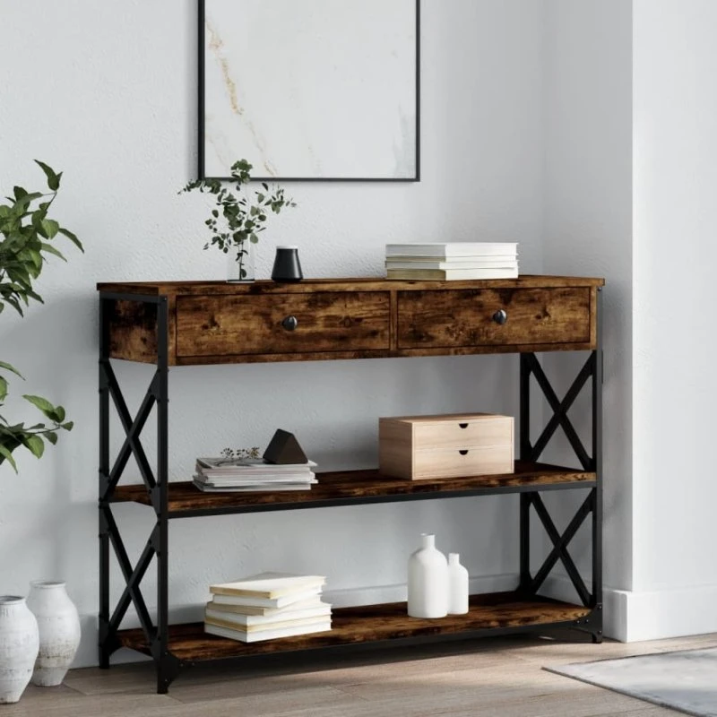 vidaXL Konsolbord 100x28x75 cm røget egetræsfarve