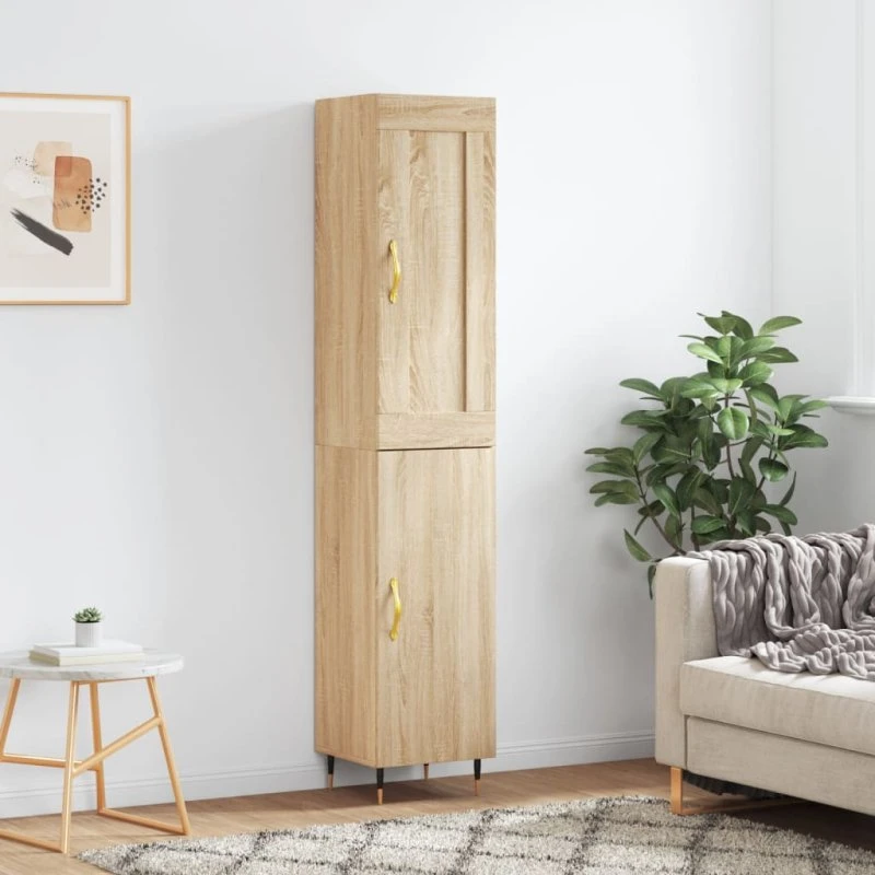 vidaXL Skab 34,5x34x180 cm Konstrueret Træ Sonoma-Eg