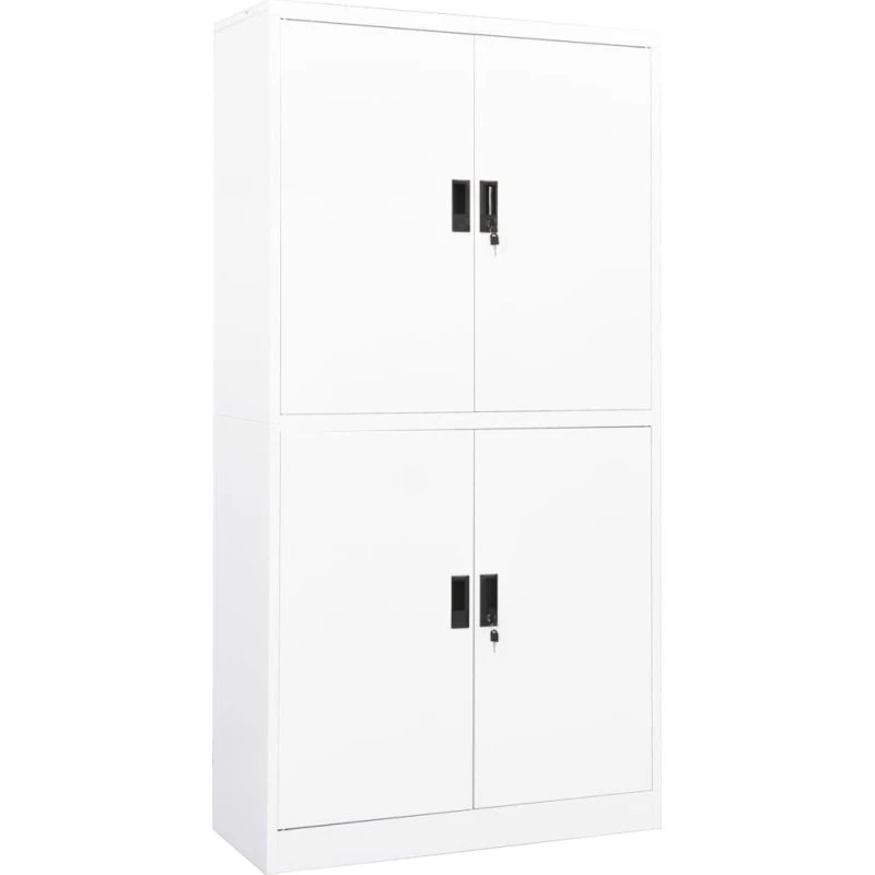 vidaXL kontorskab 90x40x180 cm stål hvid med lås