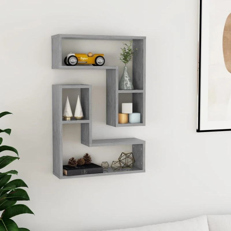 vidaXL Væghylder 2 stk. 50x15x50 cm Betongrå Konstrueret Træ