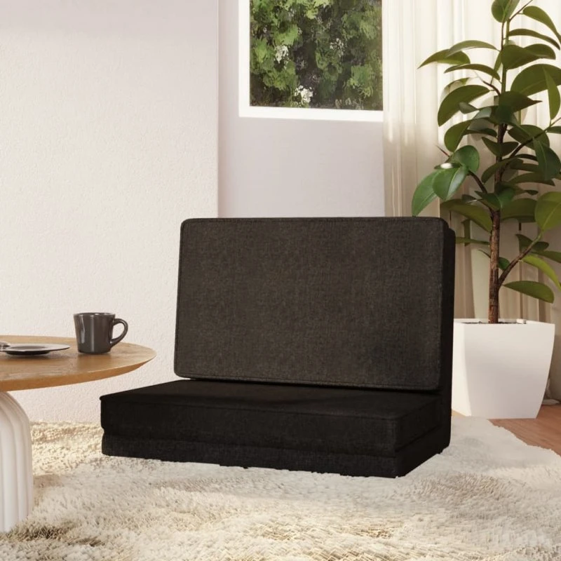 vidaXL foldbar gulvstol sort med sovefunktion