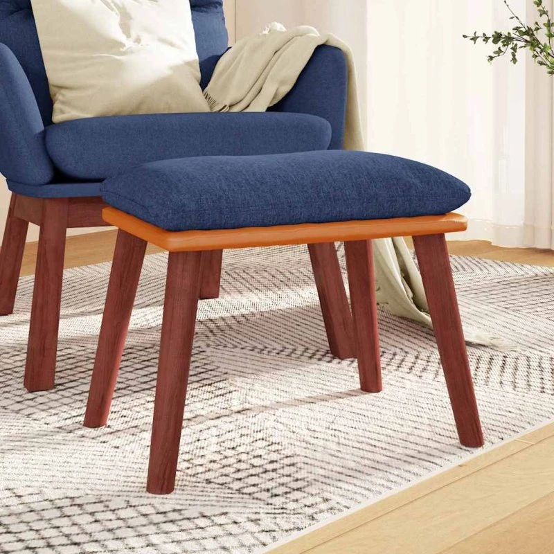 vidaXL Fodskammel 45x29,5x35 cm blå stof og kunstlæder
