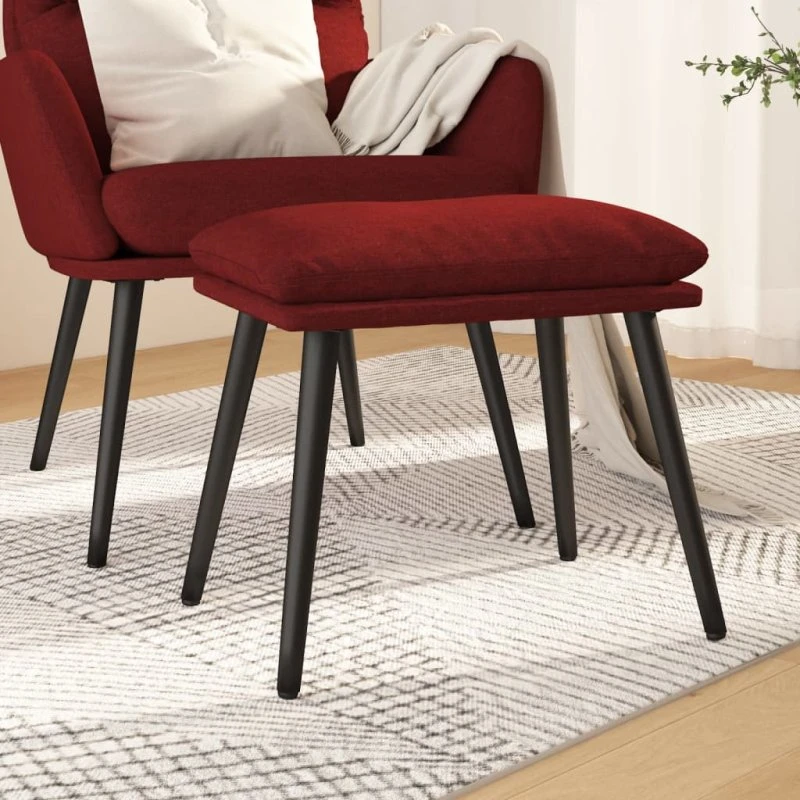 vidaXL Fodskammel 45x29,5x35 cm Vinrød Stof
