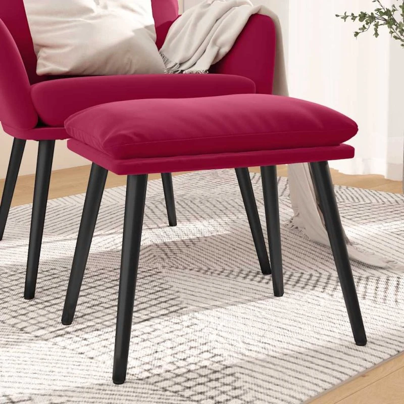 vidaXL Fodskammel 45x29,5x35 cm i fløjl vinrød