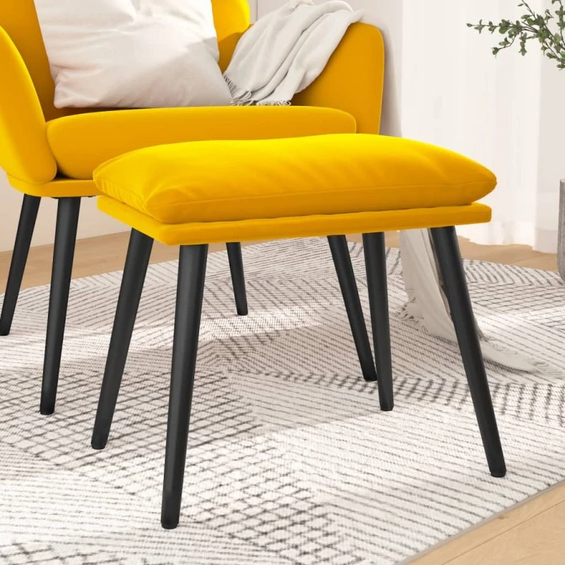 vidaXL Fodskammel 45x29,5x35 cm sennepsgul fløjl