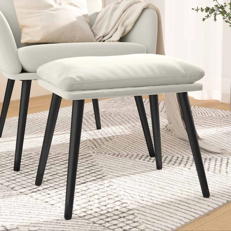 vidaXL Fodskammel 45x29,5x35 cm i fløjl, cremefarvet
