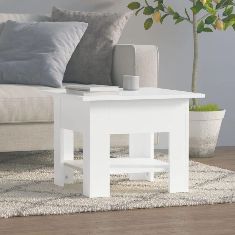 vidaXL sofabord 55x55x42 cm hvid konstrueret træ