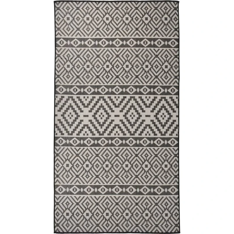 vidaXL fladvævet udendørstæppe 80x150 cm sort stribet