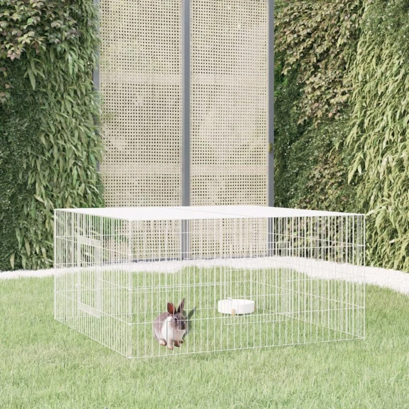 vidaXL Kaninbur 110x110x55 cm galvaniseret jern sølv