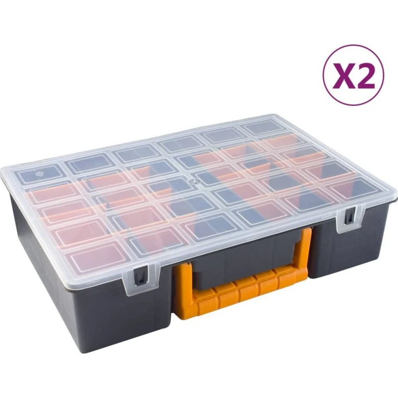 vidaXL Sortimentskasser med skillevægge 2 stk. 360x250x85 mm
