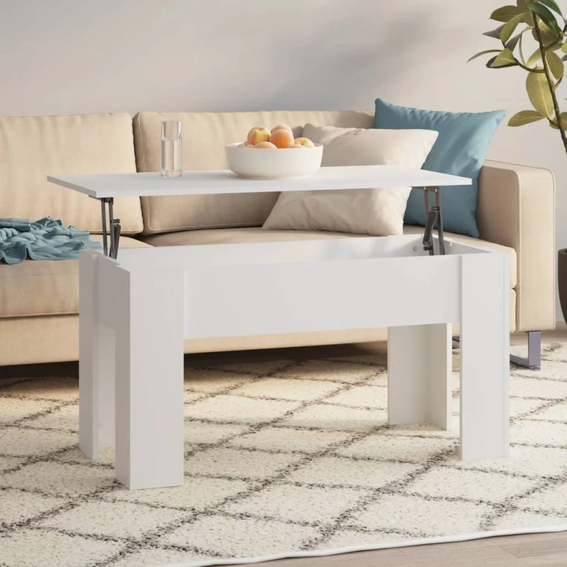 vidaXL sofabord 101x49x52 cm hvid konstrueret træ med løftetop