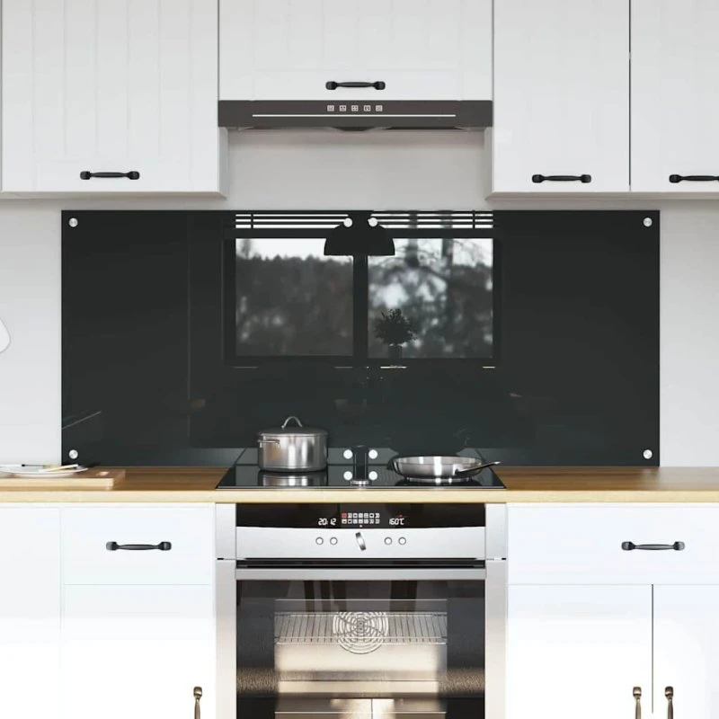 vidaXL Køkkenbacksplash 2 stk Mørkegrå 70 x 60 cm hærdet glas