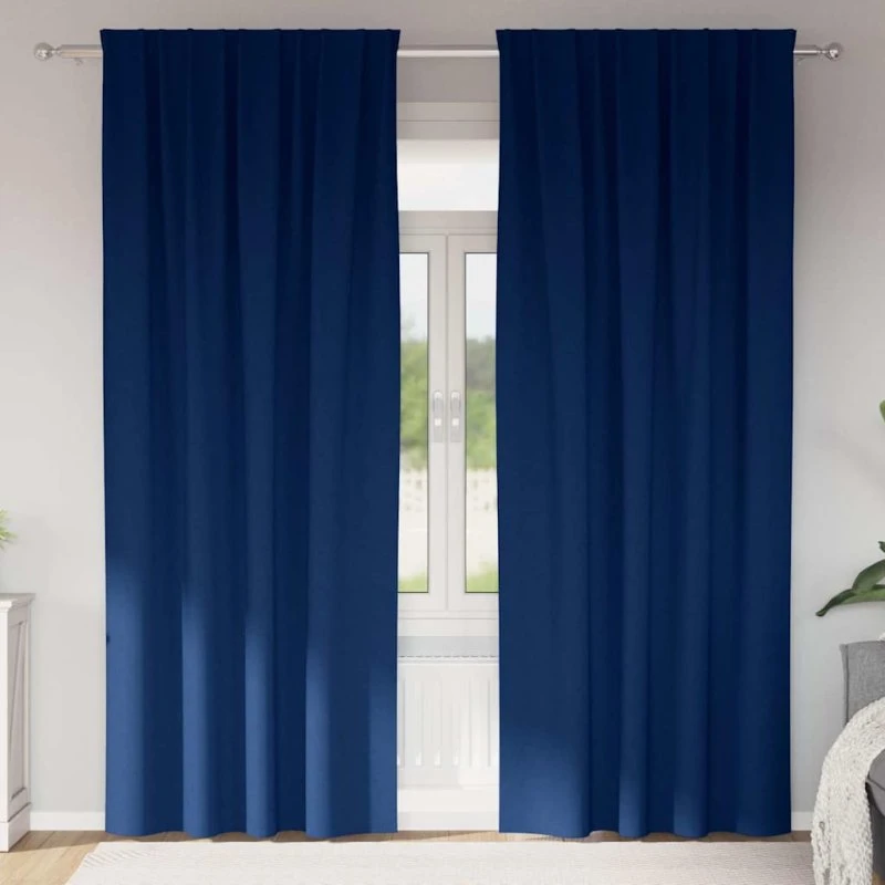 vidaXL Mørklægningsgardiner med ringe, mørk blå, 245 x 140 cm, 2 stk