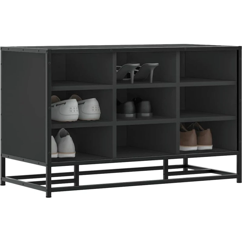 vidaXL Skobænk 84x40x53,5 cm Sort Konstrueret Træ og Metal