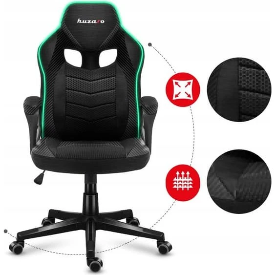Huzaro FORCE 2.5 RGB Gamingstol i carbon mesh