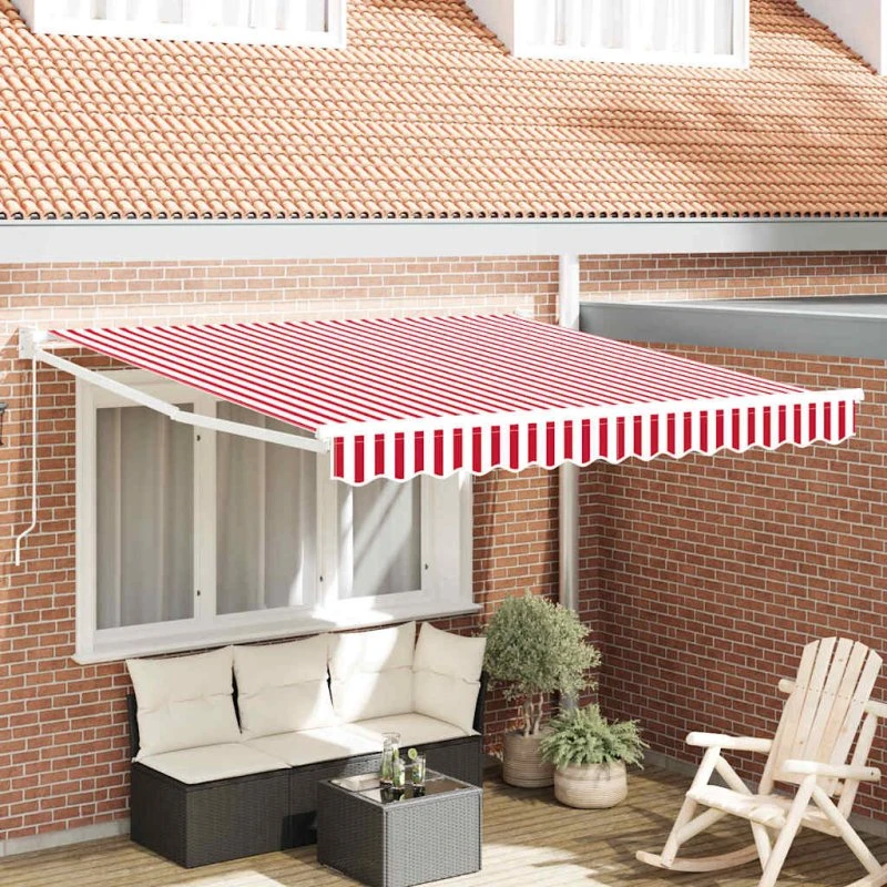 vidaXL Udtrækkelig Markise Rød og Hvid 300 x 250 cm