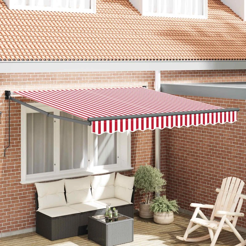 vidaXL Udtrækkelig Markise Rød og Hvid 300 x 250 cm