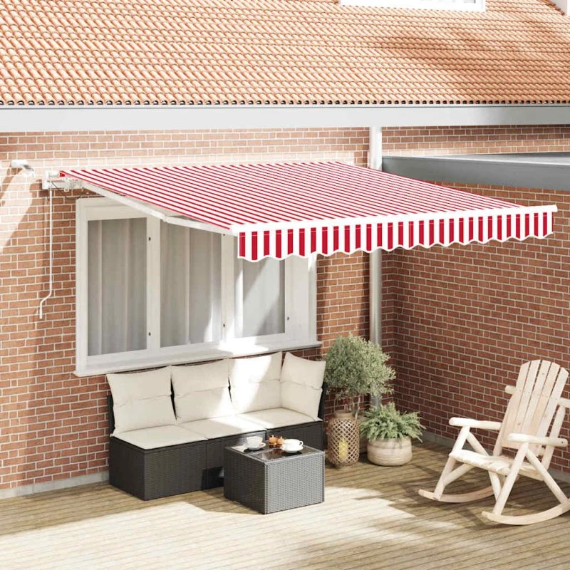 vidaXL Udtrækkelig Markise Rød og Hvid 300 x 250 cm