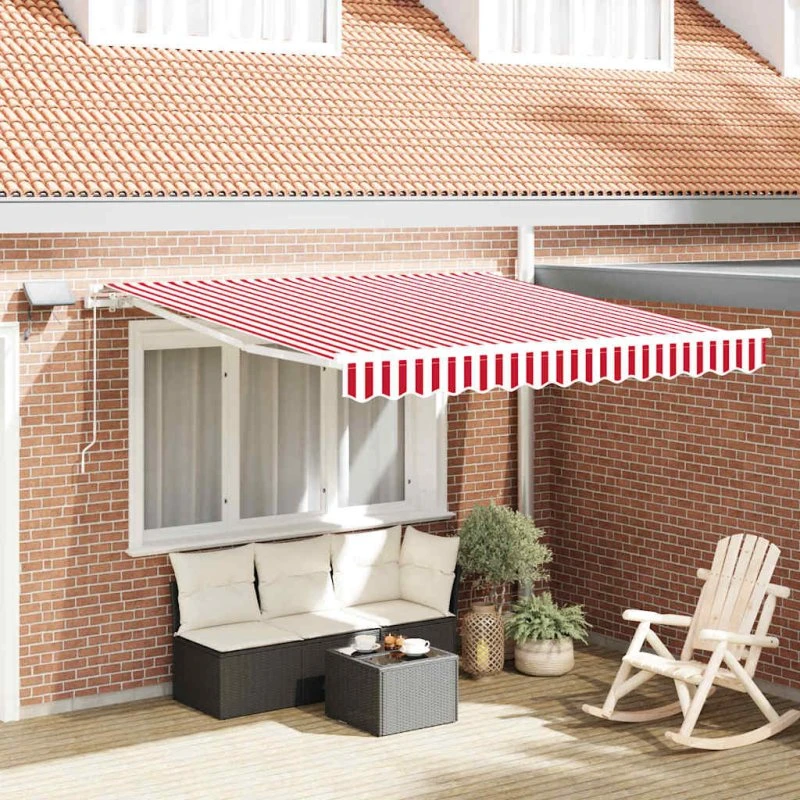 vidaXL Udtrækkelig Markise Rød og Hvid 300 x 250 cm