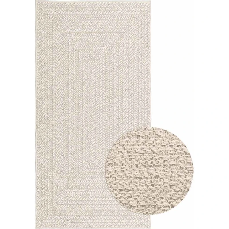vidaXL ZIZUR 80x150 cm gulvtæppe i jute-look, creme, indendørs og udendørs