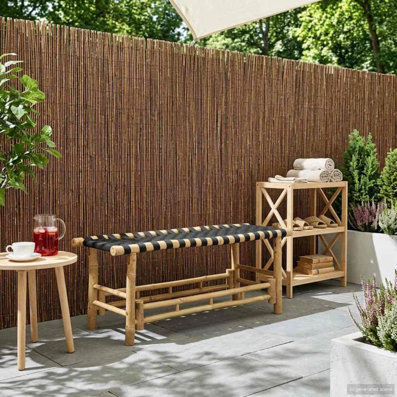 vidaXL Havebænk 110 x 38 x 40 cm Bambus Naturfarvet Rektangulær