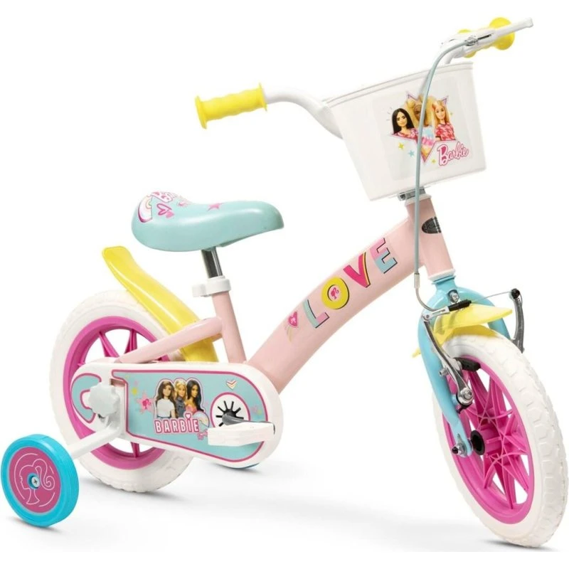 Toimsa Barbie Børnecykel 12" Pink med støttehjul og kurv