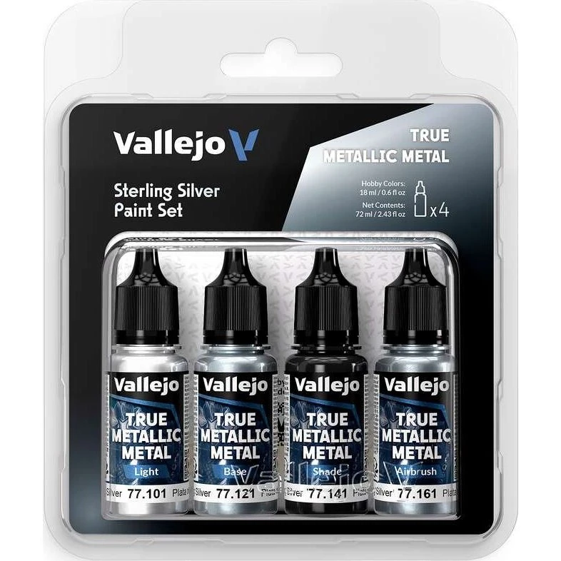 Vallejo True Metallic Metal Sterling Silver 4x18 ml