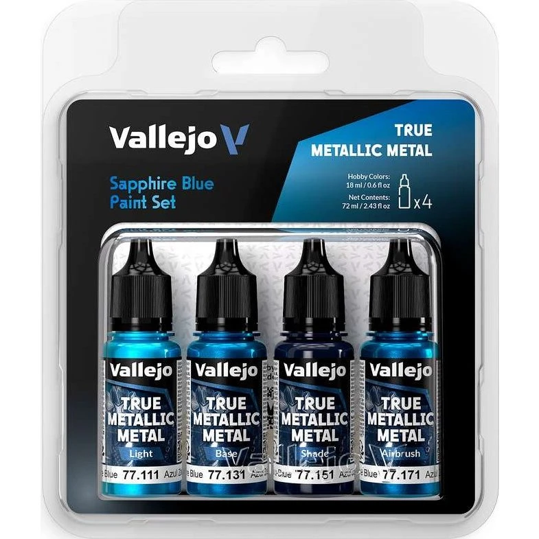 Vallejo True Metallic Metal Light - Saphirblå 4x18 ml