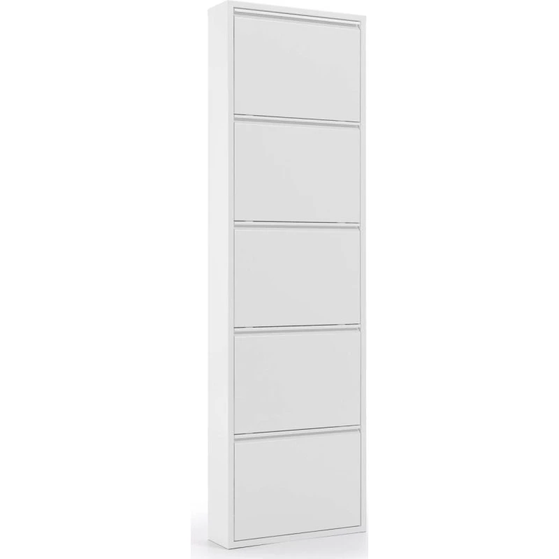 Kave Home Ode Skostativ, Hvid, 5 Hylder, 169x50x15 cm