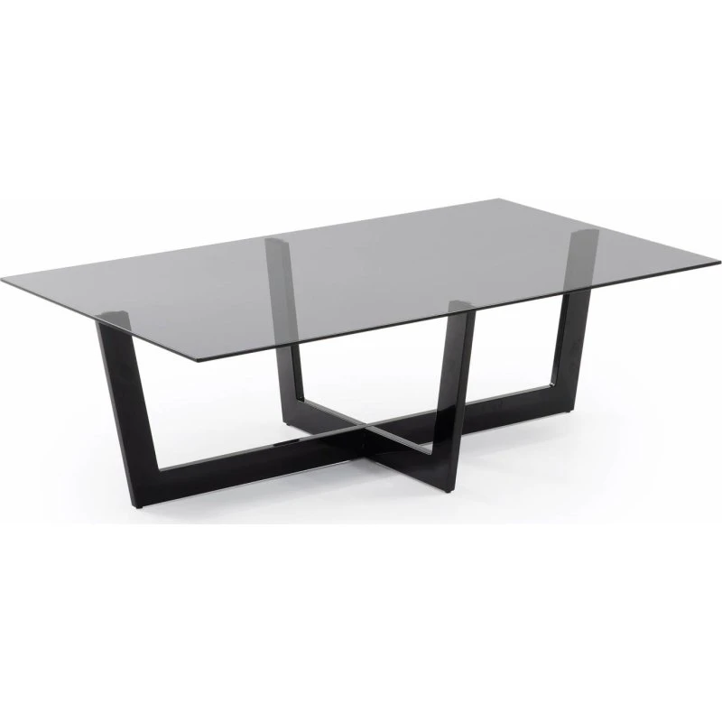 Kave Home Plam Sofabord, 120x70 cm, sort/klar hærdet glas & stål