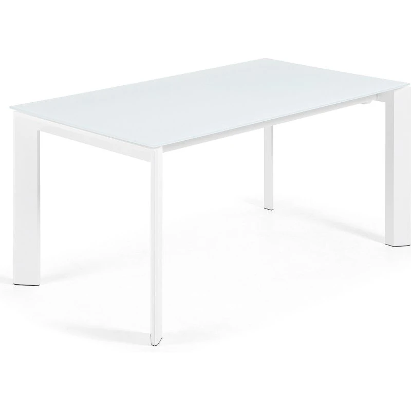 Kave Home Axis Udtræksbord 160-220 cm hvidt glas