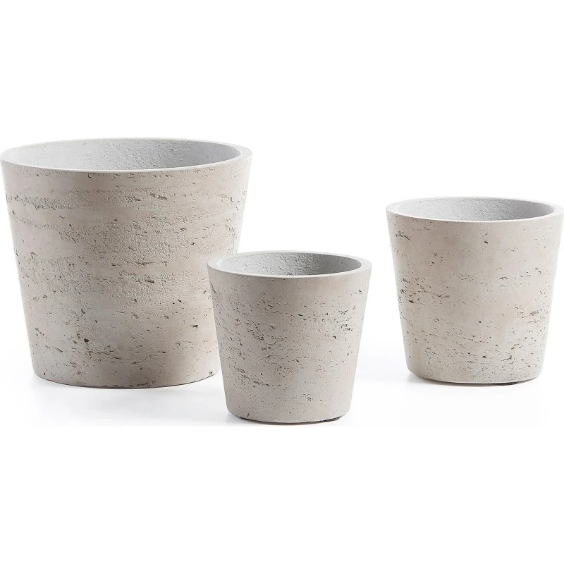 Kave Home Lux Plantepottesæt, 3 stk grå cement Ø14/16,5/23,5 cm